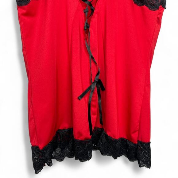 Red & Black‎ Lace Lingerie Cami Top M/L Rene Rofe | Gothic Dark Feminine Y2K - Picture 6 of 7